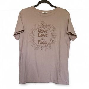 Tres Bien dusty pink Graphic Tee with Floral Design Size XL